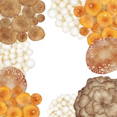 上から見たキノコの正方形ポスター