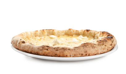 Delicious hot cheese pizza isolated on white