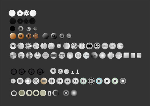 repellent,button,fastener,vector,circle,design,element,illustration,steel,metal,iron,press,push,shine,silver,accessory,assorted,assortment,3d,background,abstract,chrome