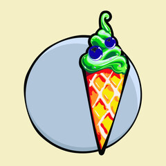 Ice cream in a waffle cup. Element of cake, illustration icon.