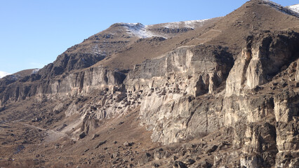 Vardzia cave monastery excavated from Erusheti Mountain in southern Georgia.