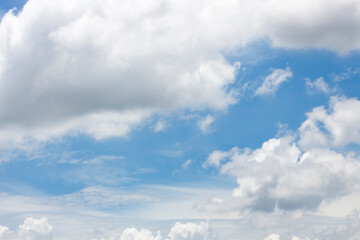 Bright blue sky with white clouds for background or wallpapers