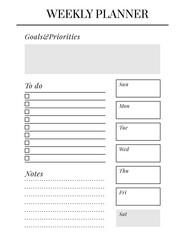 Planner sheet vector. Printable vertical notebook page