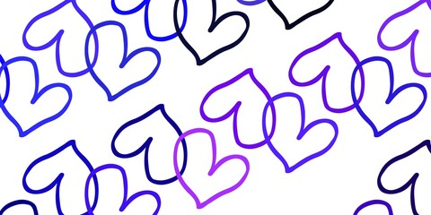 Light Purple vector template with doodle hearts.