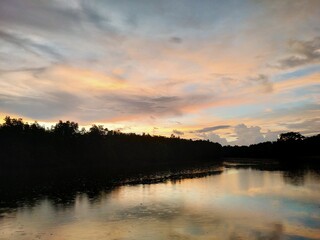 sunset over the lake