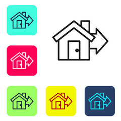 Black line Sale house icon isolated on white background. Buy house concept. Home loan concept, rent, buying a property. Set icons in color square buttons. Vector Illustration.