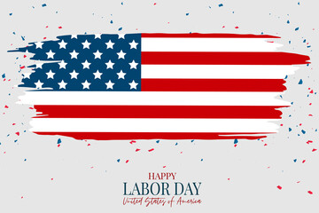Labor Day poster. USA national federal holiday banner design. American flag background. Realistic vector illustration.