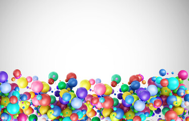 Heap of multicolor balls abstract background with copy space