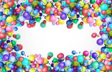 Fototapeta na wymiar Heap of multicolor balls abstract background with copy space