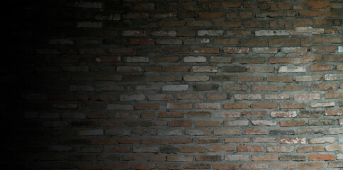 old unfinish  rough brick wall with shadow 