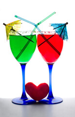 Colorful cocktails isolated on a white background.