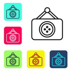 Black line Tailor shop icon isolated on white background. Set icons in color square buttons. Vector Illustration.