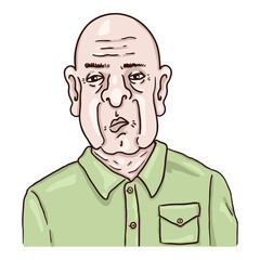 Vector Cartoon Character - Bald Old Man.