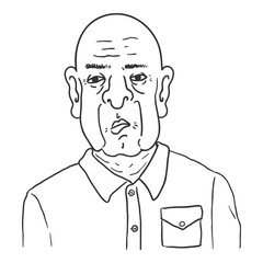 Vector Outline Character - Bald Old Man.