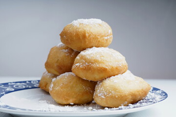 Homemade fried dough pastry fritule or fritters