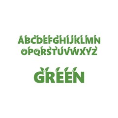 modern font with eco leaf vector design