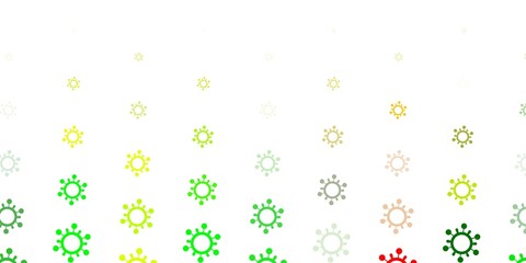 Light Green, Yellow vector background with covid-19 symbols.