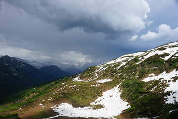 Mountain landscape with clouds