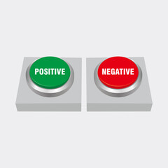 Choice Between Positive and Negative Illustration, Positive and Negative Button Sign Template Vector with Green and Red Color