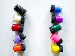 Poster Color bottle on white background, ink colors