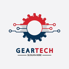 Tech gear logo vector design template. Technology Logo Template Design Vector, Emblem, Design Concept, Creative Symbol, Icon