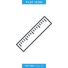 Ruler Icon Vector Design Template. Editable Stroke.