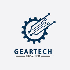 Tech gear logo vector design template. Technology Logo Template Design Vector, Emblem, Design Concept, Creative Symbol, Icon