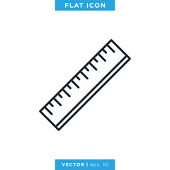 Ruler Icon Vector Design Template. Editable Stroke.