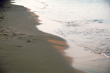 Beautiful soft wave water sea on the beach at pattaya, Thailand.