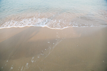 Beautiful soft wave water sea on the beach at pattaya, Thailand.