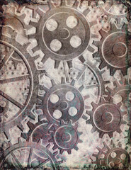Fototapeta na wymiar old rusty clock mechanism