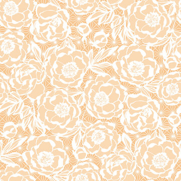 Elegant beige on white wedding floral vector