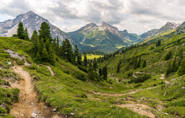 Fototapeta premium Fantastic hike in the Lechquellen Mountains in Vorarlberg Austria