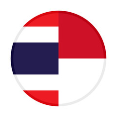 round icon with thailand and indonesia flags, isolated on white background
