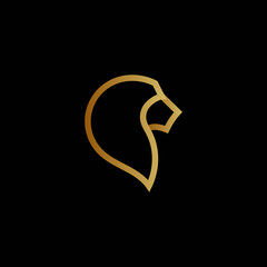 Minimal lion gold color logo template - Eps 10