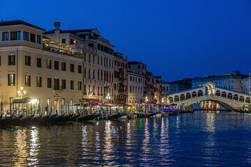 View on Rialto Bridge in Venice without people during Covid-19 lockdown