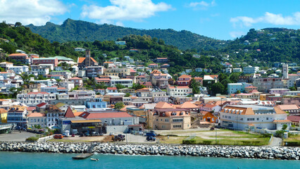 Fototapeta na wymiar Saint Johns city view from the port, Grenada