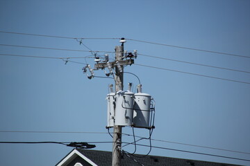 Power pole with power distribution USA detail