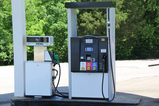 Gas petrol pump at USA gas station
