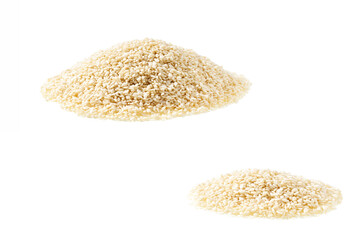 white sesame seeds  isolated on a white background.