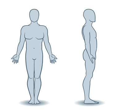 Vector silhouettes of man front and side view