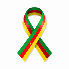 Cameroon flag stripe ribbon on white background. Vector illustration.