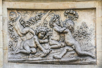Fountain of the four seasons (Fontaine des Quatre-Saisons, 1745) - monumental public fountain at Grenelle Street, Paris, France. It was executed by Edme Bouchardon, royal sculptor of King Louis XV.