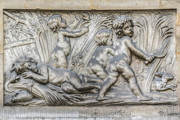 Fountain of the four seasons (Fontaine des Quatre-Saisons, 1745) - monumental public fountain at Grenelle Street, Paris, France. It was executed by Edme Bouchardon, royal sculptor of King Louis XV.