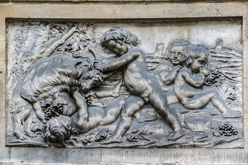 Fountain of the four seasons (Fontaine des Quatre-Saisons, 1745) - monumental public fountain at Grenelle Street, Paris, France. It was executed by Edme Bouchardon, royal sculptor of King Louis XV.