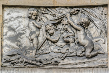 Fountain of the four seasons (Fontaine des Quatre-Saisons, 1745) - monumental public fountain at Grenelle Street, Paris, France. It was executed by Edme Bouchardon, royal sculptor of King Louis XV.