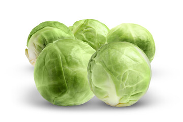 Fototapeta premium Fresh tasty Brussels sprouts on white background