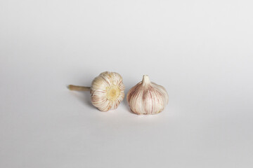 garlic on white background isolated. close-up, daylight