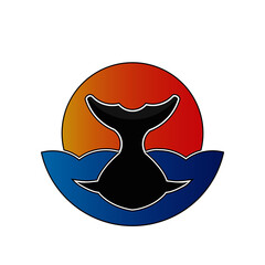 The orca in the sunrise over ocean 04