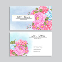 Fototapeta na wymiar Watercolor floral Business card design